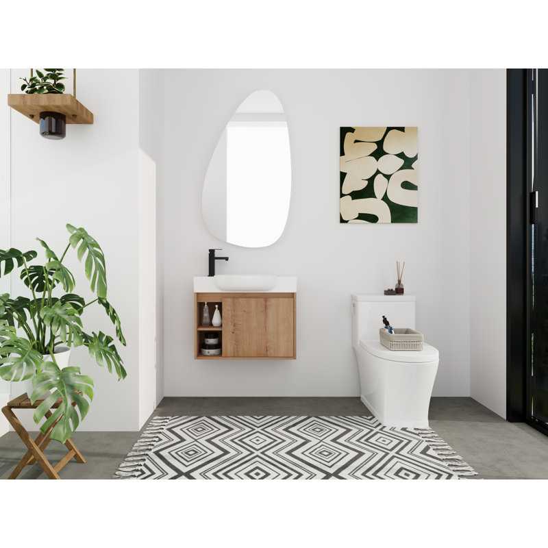 Meuble-lavabo mural 26 po avec lavabo et rangement en céramique