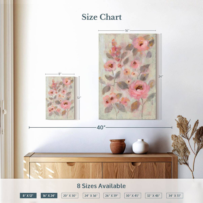 Fleurs roses expressives Avery II, H 24 po x l 16 po