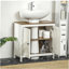 Meuble-lavabo de salle de bain, armoire sous-lavabo sur pied, armoire de rangement autoportante avec tablette réglable, portes doubles-120102135