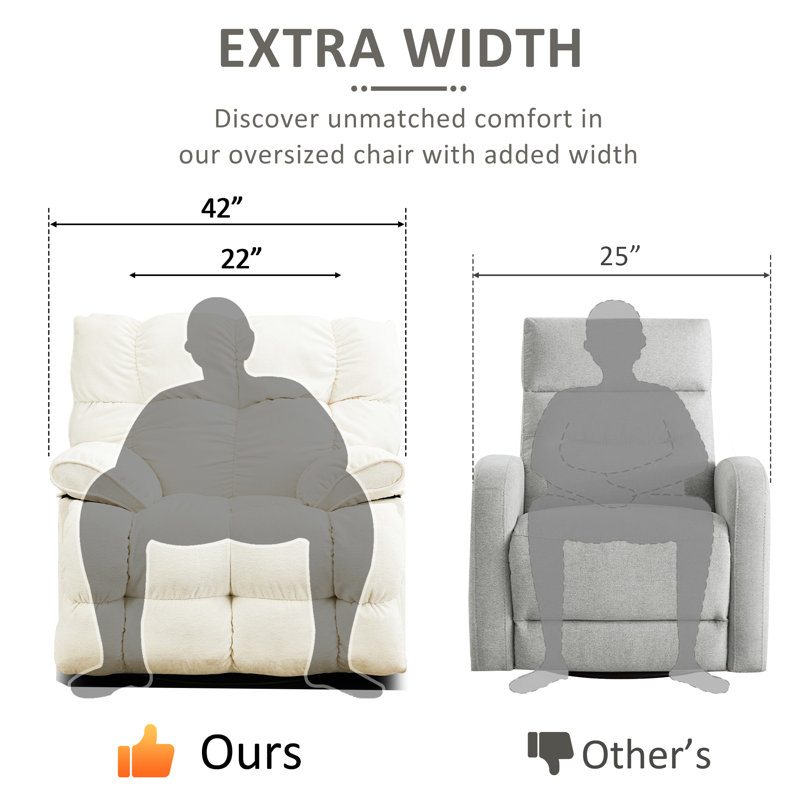 42" Oversized Swivel Rocker Recliner Chair for Living Room