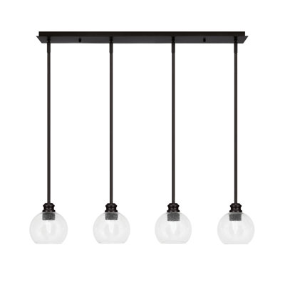 Edge 4 Light Linear Pendalier With 5.75" Glass