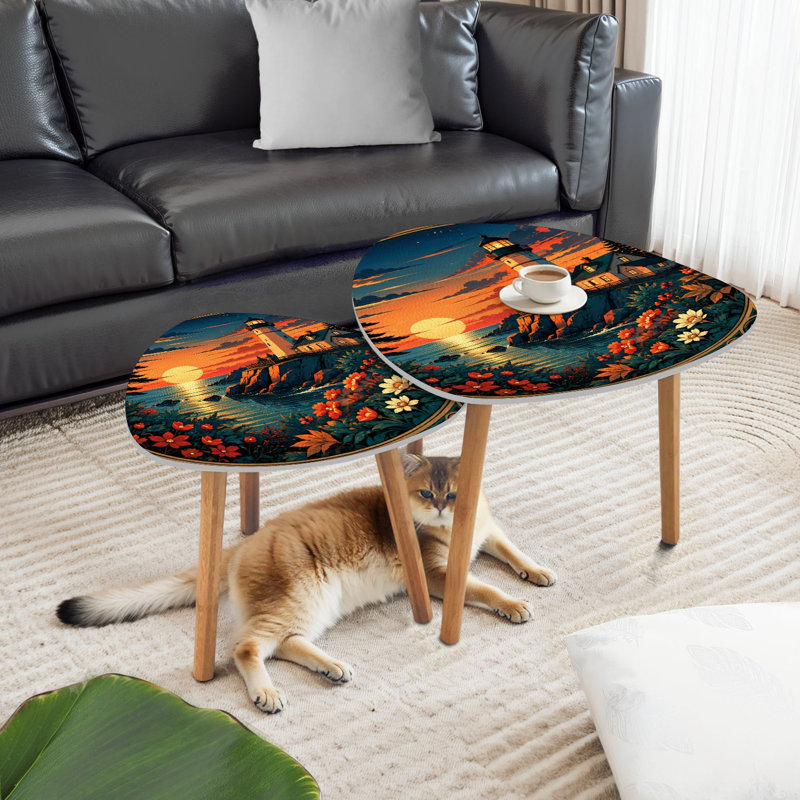 Ensemble de 2 tables basses gigognes Triangle