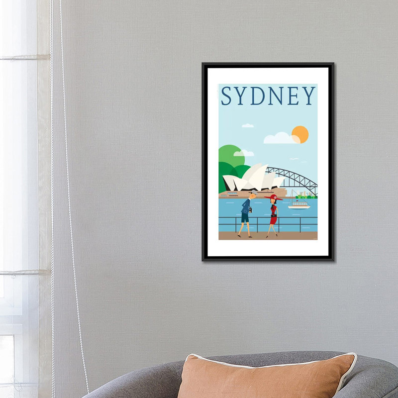 Sydney par TomasDesign - reproduction sur toile tendue, H 26 po x l 18 po x P 1,5 po, Toile avec cadre noir, Pas de tapis