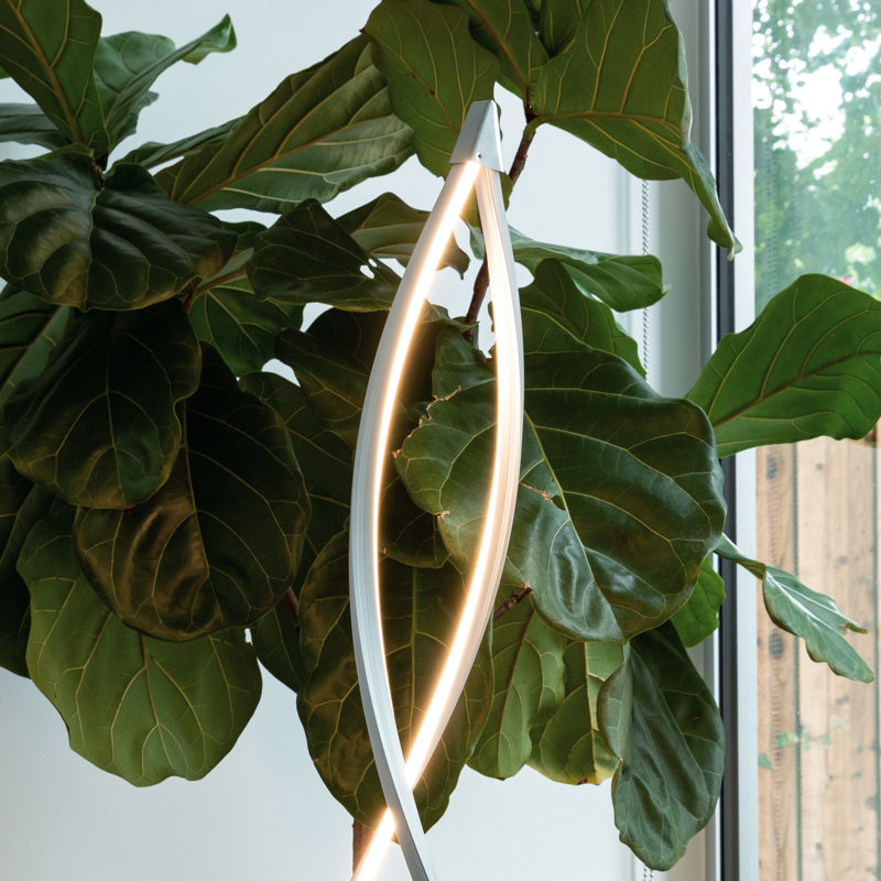  Lampe sur pied DEL moderne industrielle de 43 po avec gradateur intégré Twist, Argent