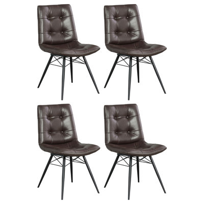  Soreya 18'' H Tufted Faux Leather Upholstered Side Chair (Set of 4)