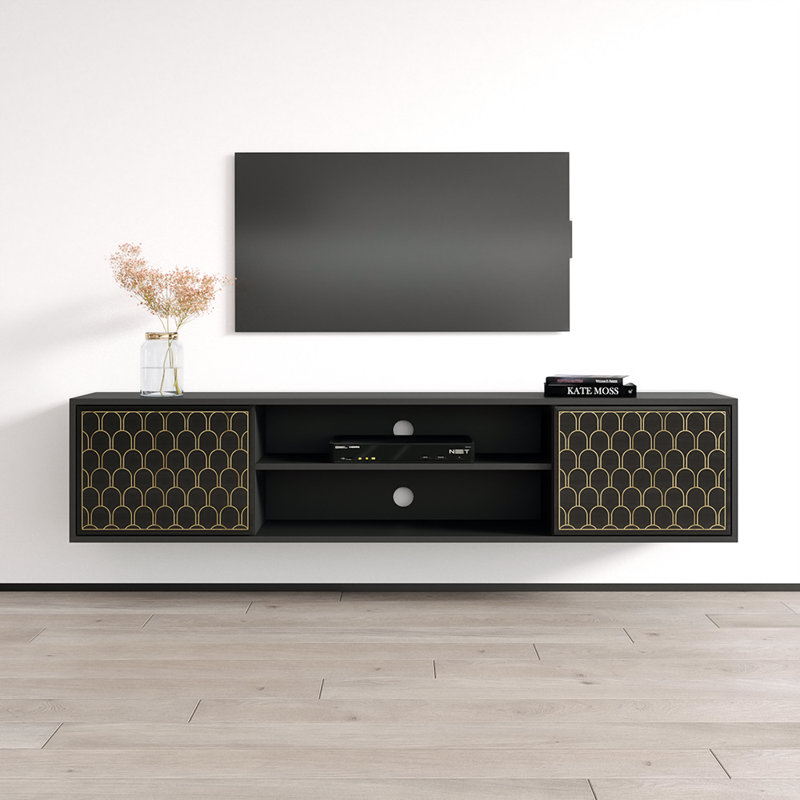 Orjona 70.9" Modern TV Stand with High Gloss Finish, Black
