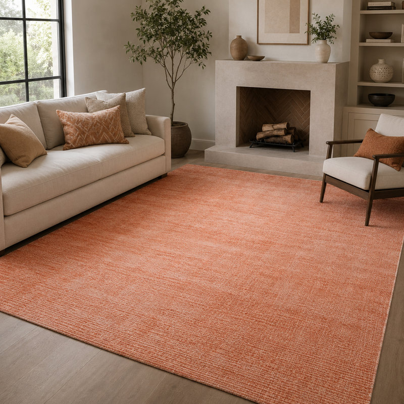 Tapis tissé à la main | Tapis moderne en laine | Tapis d'intérieur rose 8 mm, Rectangulaire 8 pi x 10 pi