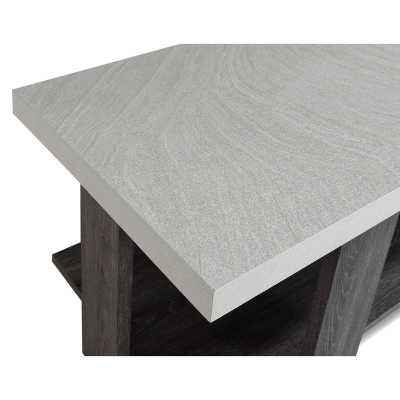 3 tables basses avec plateau en bois gris - table basse rectangulaire et 2 tables de bout carrées pour une vie contemporaine, assemblage simple, espaces de vie modernes, facile à assembler