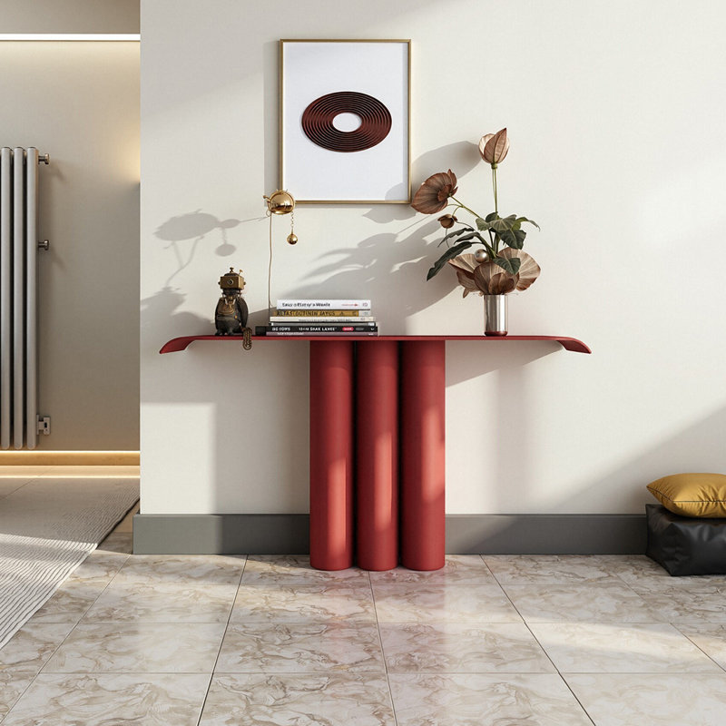 Console moderne rouge minimaliste, H 33,46 po x l 55,12 po x L 13,78 po