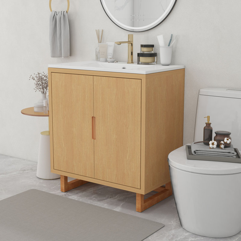 Ensemble de meuble-lavabo simple 29,5 po Keymya, Brun