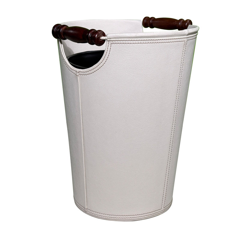 Ivory Wood Leather Bin