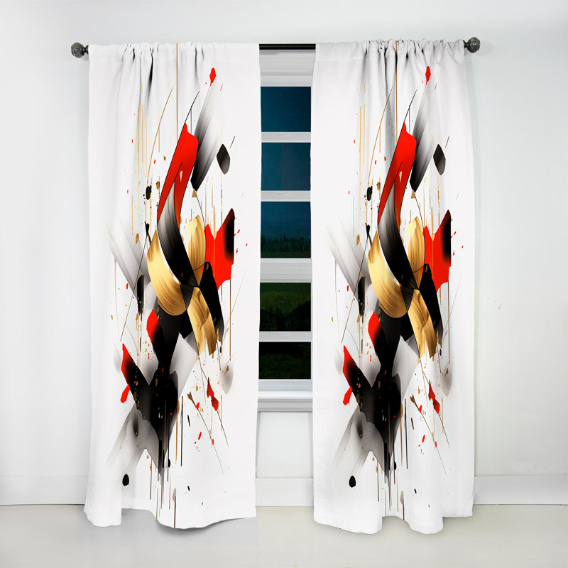 Harith Red Black Abstract Dreamscape III - Shapes Curtain - Velvet Room Darkening - 1 panel, 52" W x 90" L