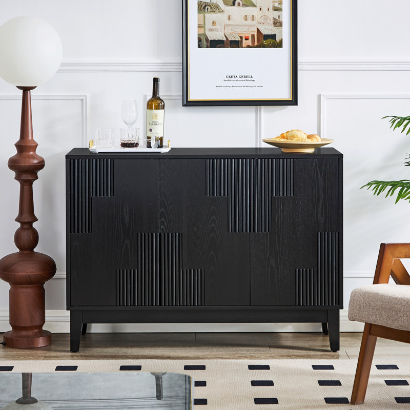 Buffet avec rangement et tablettes réglables, Black