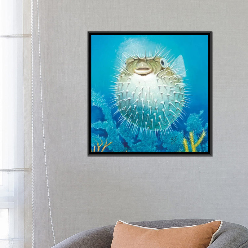Art sur toile décoratif "fisher fish", H 37 po x l 37 po x P 1,5 po, Non mat, Toile avec cadre noir