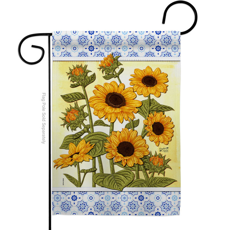 Drapeau de jardin à 2 faces Sunflowers House, H 18 po x l 13 po