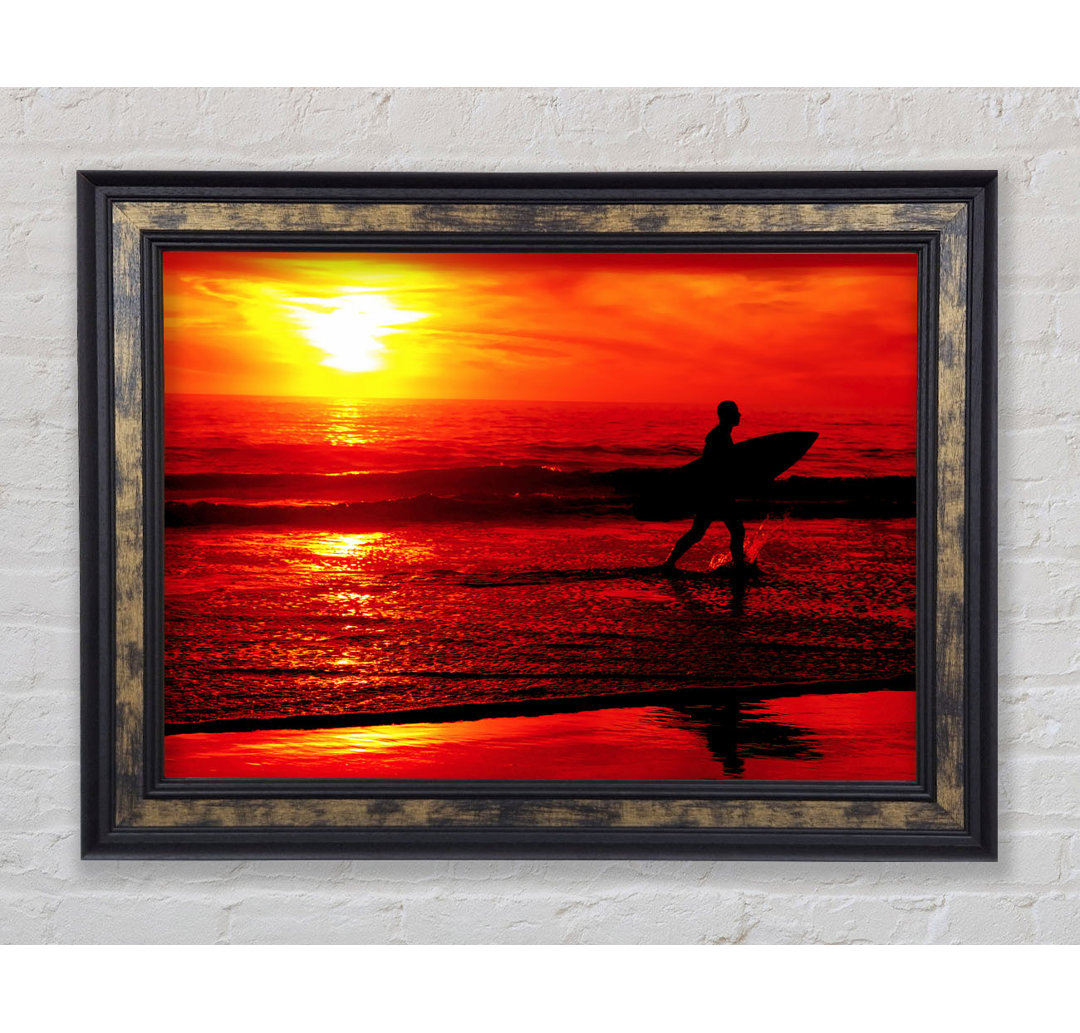 Surfer Atemberaubend Orange Ozean - Druck