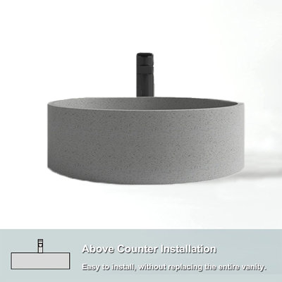 Lavabo de salle de bain vasque circulaire fait à la main gris foncé