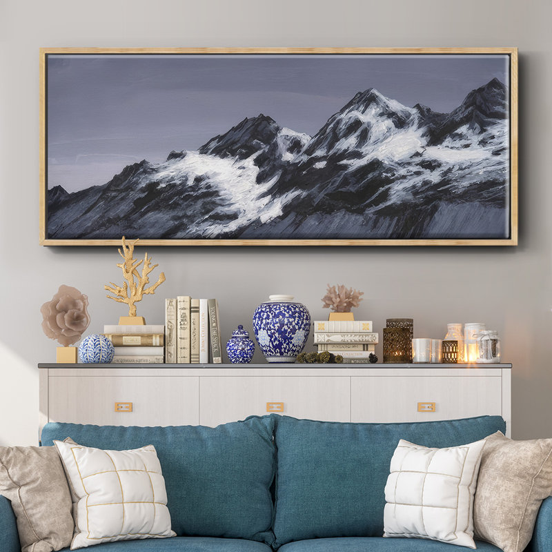 Moonlit Mountain Range II - Framed Canvas