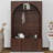 Entryway Hall Tree With Storage Bench, Adjustable Shelves, Arched Coat Rack With 4 Golden Hooks And 3 Cabinets-1866011376