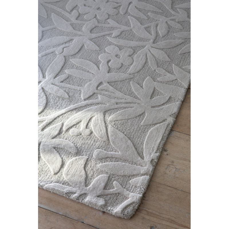 Gray Handmade Wool Floral Tufted Rectangular Area Rug