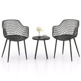 3 Piece Patio Chair Set Bistro Chairs & Side Table Set W/ PP Seat