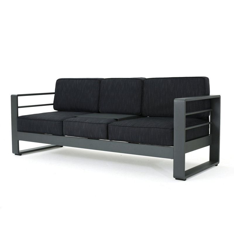 Cape Coral 2 Seater Sofa W/ Metal Tray, Dark Gray