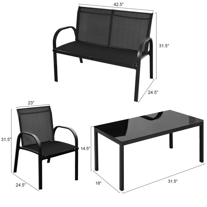Jesh 4 - Person Patio Conversation Set