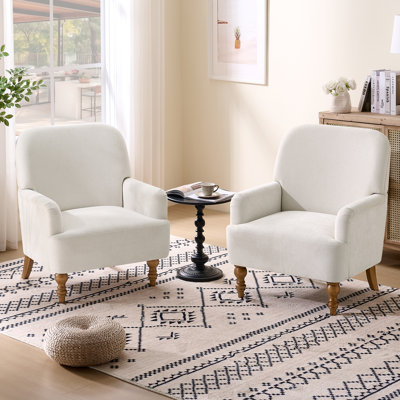 Ensemble de 2 fauteuils rembourrés 28,7 po avec dossier serré et pieds en bois massif