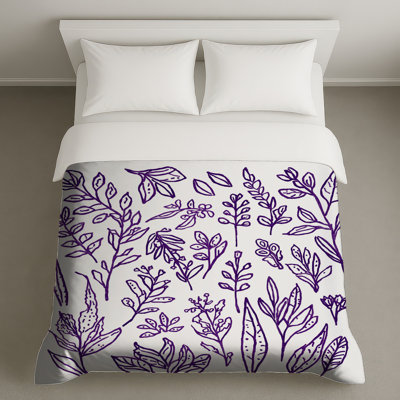 Housses de couette mauves à motif botanique