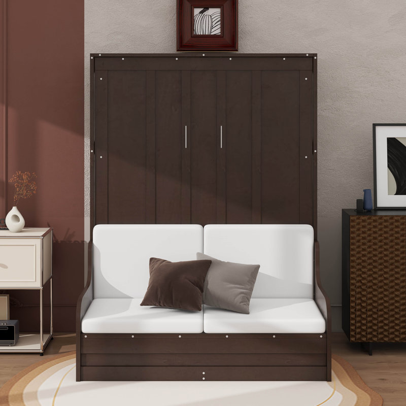 Grand lit escamotable avec coussin, Espresso