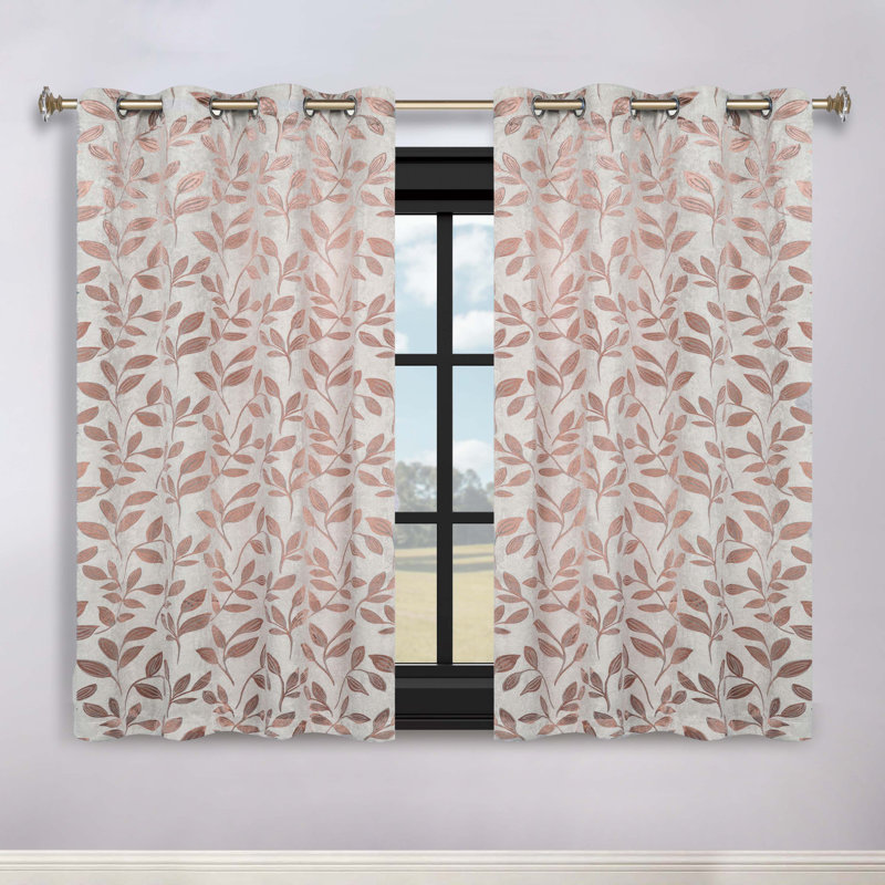 Panneaux de rideaux à passe-tringle en polyester Finklea, Bronze, l 42 po x L 63 po