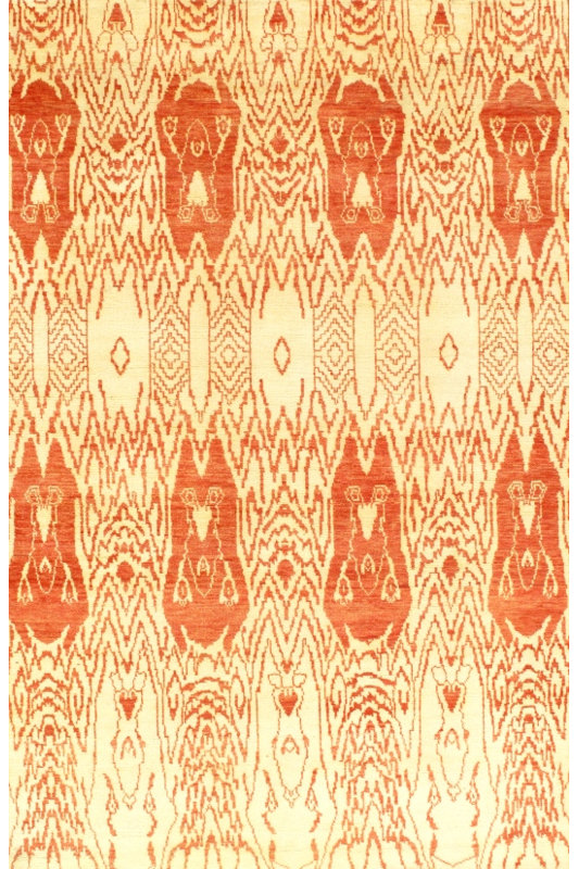Hand Woven Wool Ikat Area Rug