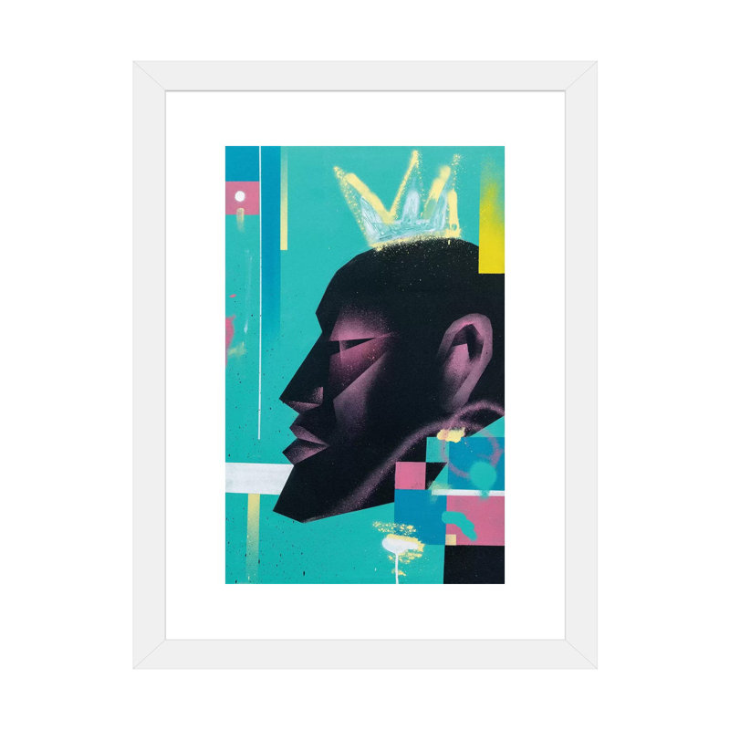 «King» par VCalvento - impression d'art graphique, Papier encadré blanc, H 32 po x l 24 po x P 1 po, Blanc