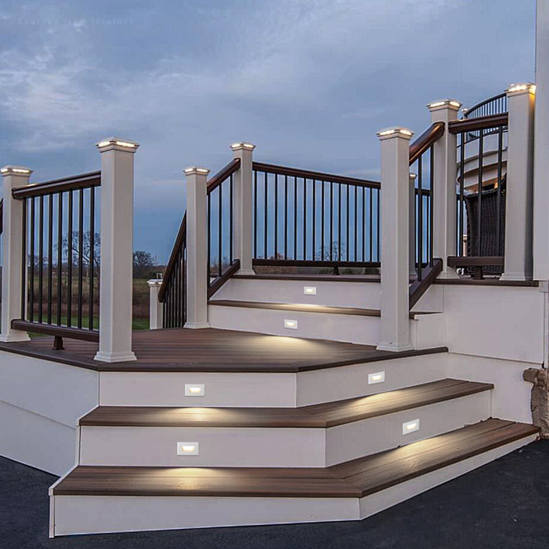 White Integrated LED Metal Step Light Pack