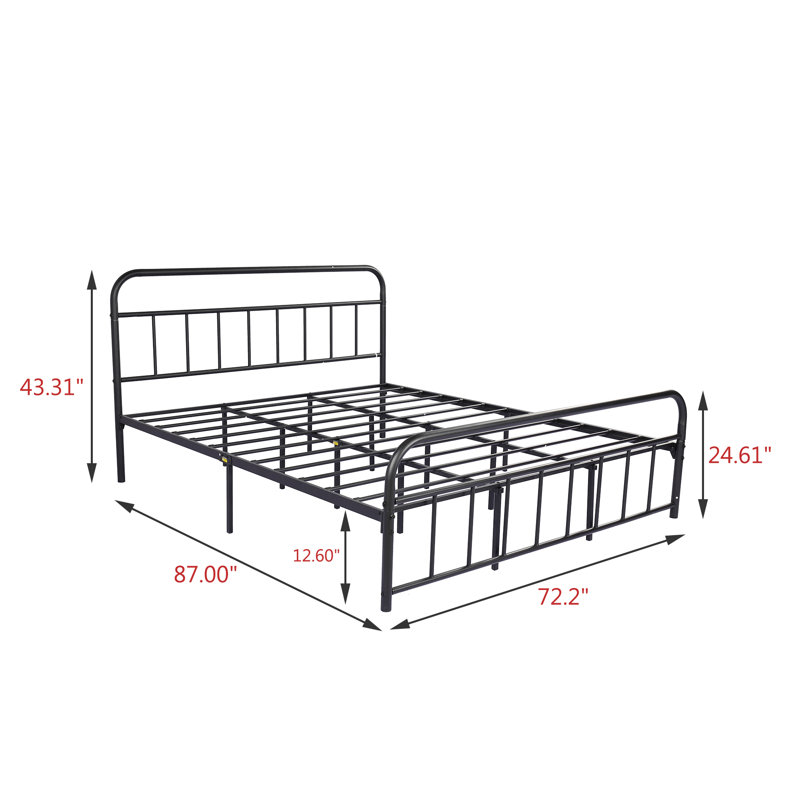 Base de lit plateforme en métal Wagaman, Grand, Noir