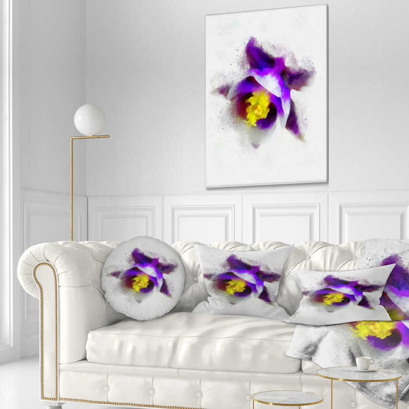 Coussin décoratif à fleurs bleues et stigmatisation jaune, Rectangle, 12 po x 20 po
