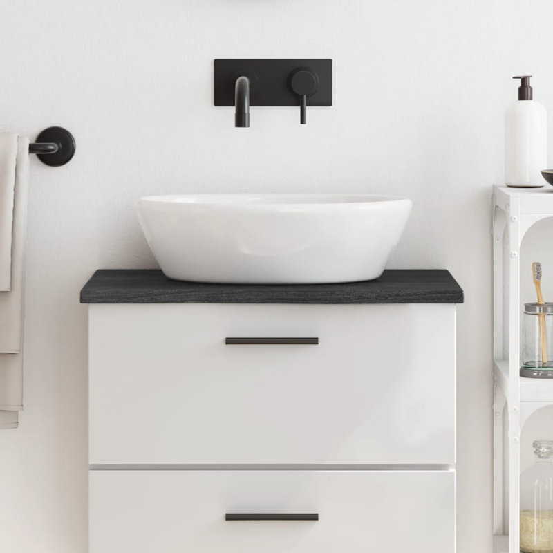 Bois massif traité avec meuble-lavabo vidaXL, Marron foncé