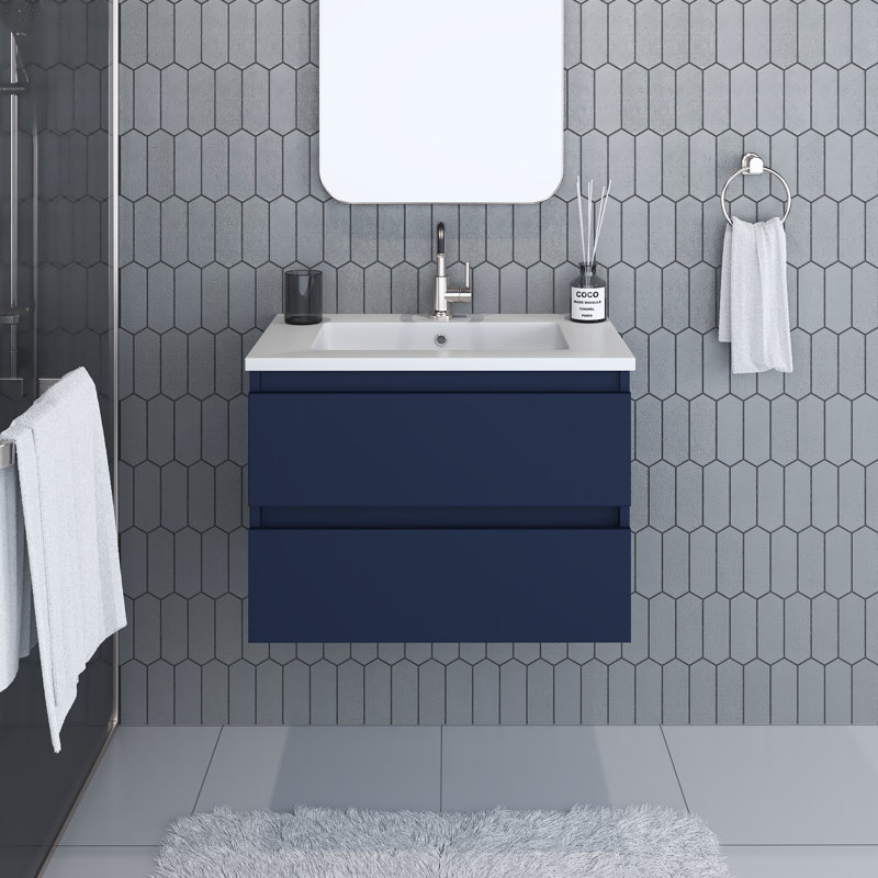 Ensemble de meuble-lavabo mural simple 30 po Salt [20D], Bleu marine