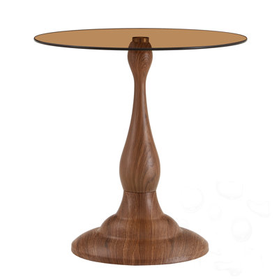 Round Metal End Table With Glass Top