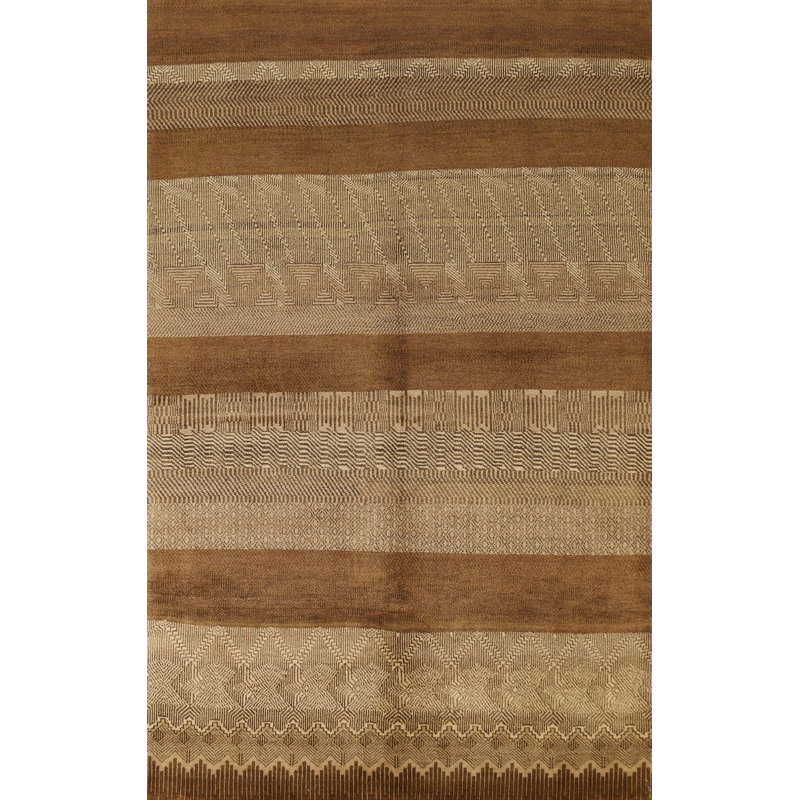 One-of-a-Kind 6'1" x 9' New Age Rectangle Wool Area Rug in Brown
