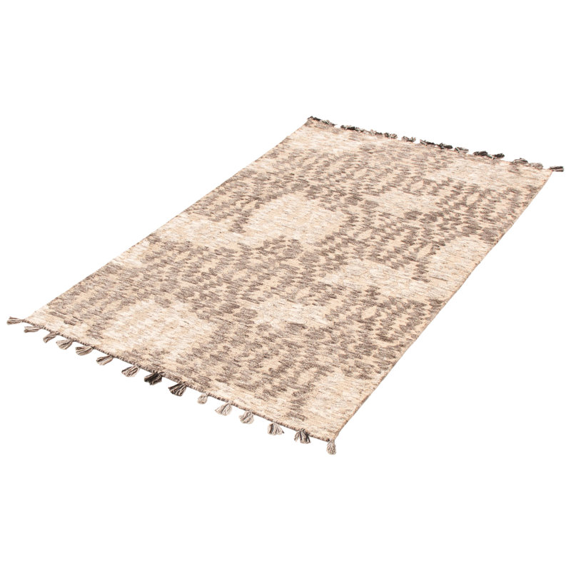 Tapis gris foncé en laine noué à la main