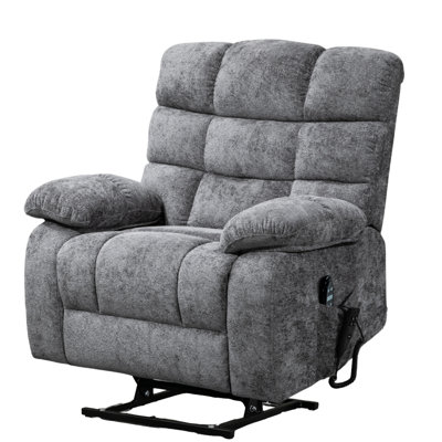 Recliner Chair With Heat & Massage, Dual Motor, Infinite Position, 350 Lbs Capacity, Large Electric Power Lift, Medium Firm, Heavy Duty, Grey
