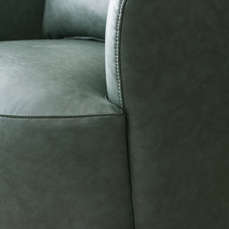 Bruschi 34" Wide Modern Faux Leather Upholstered Swivel Armchair (Set Of 2), Green