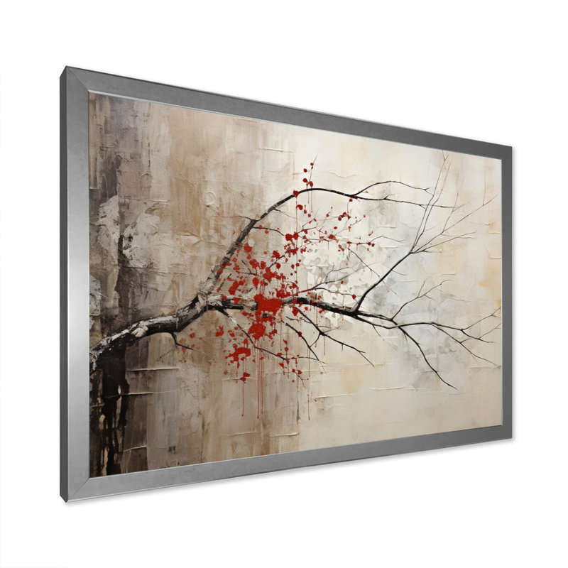 Red Leafs Tree Whispers Of Grey II, reproduction d'art sur toile, Argenté, H 16 po x l 32 po x P 1 po