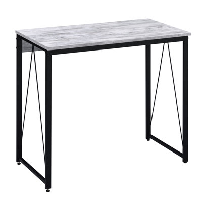 Bureau d'écriture industriel antique blanc et noir 35,5 "avec base en métal