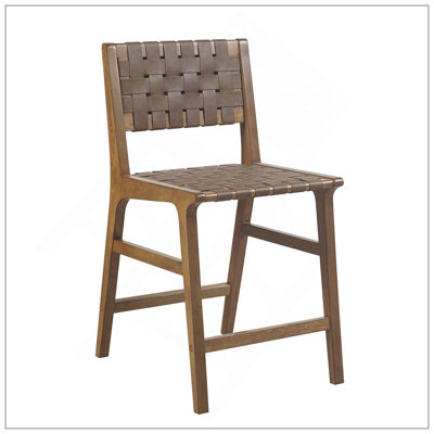 Faux Leather Woven Counter Stool 24"H