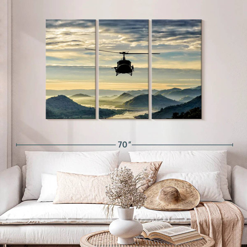 Mehar Helicopter Over Valley, 32" H x 50" W