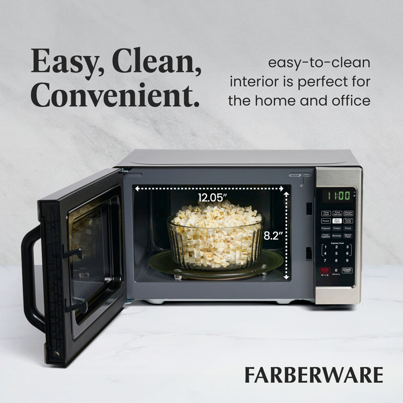 Farberware Compact Countertop Microwave Oven, 0.7 Cu. Ft. 700-Watt, Child Lock, Easy Clean Interior
