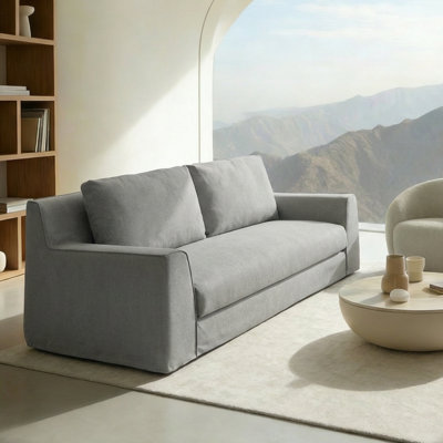 Modern Slipcovered Sofa With One-Piece Easy Removable Washable Cover, Comfortable Deep 2-Seater /Loveseat