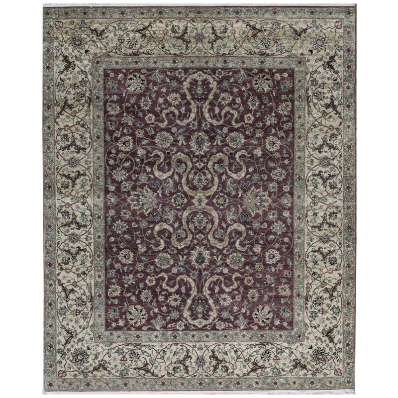 Mountain King Wool Oriental Area Rug in Rust/Ivory/Green